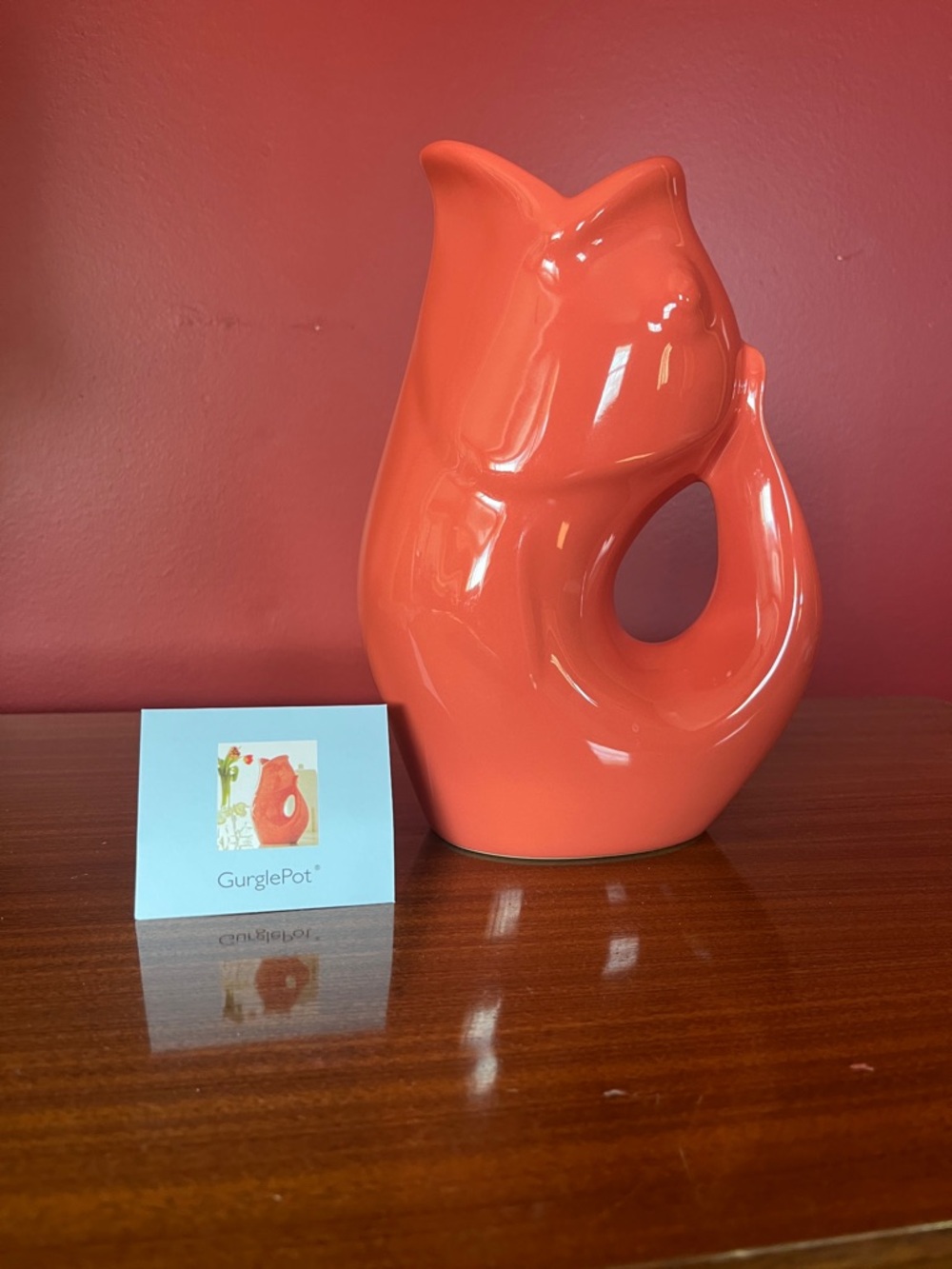New Large Coral GurglePot Pitcher - Picture 2 of 11